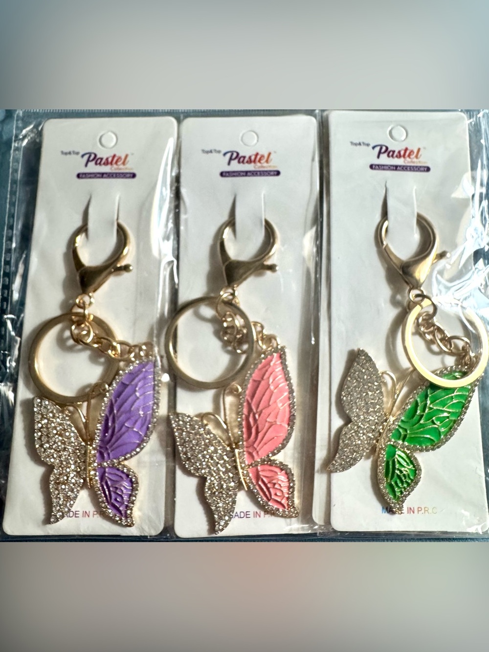 Pastel Butterfly Keychain - Purple, Pink, Green